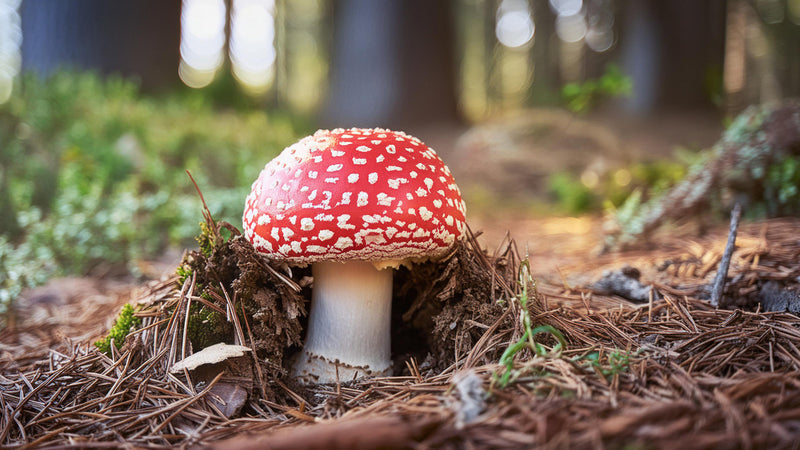 Amanita muscaria em seu ambiente natural